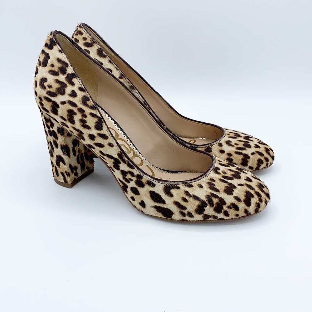 Sam Edelman Calf Hair Leopard Print Block Heels